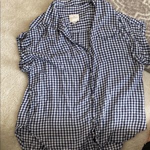 American eagle navy and white checkered shirt